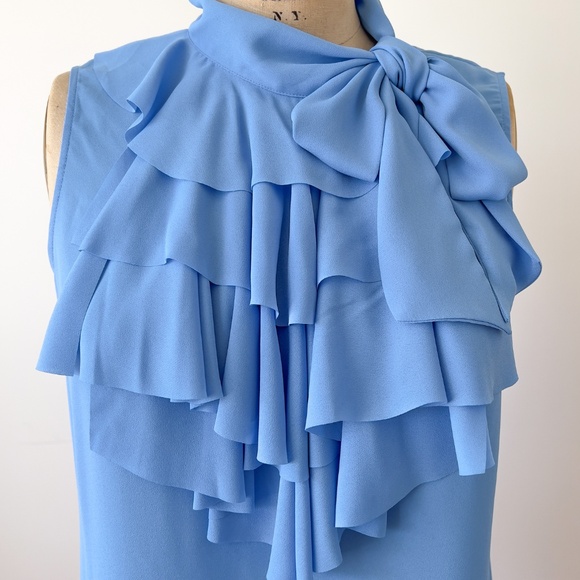 Banana Republic Tie-Neck Ruffle Front Sleeveless Blouse - Romantic Corpcore - Picture 3 of 9